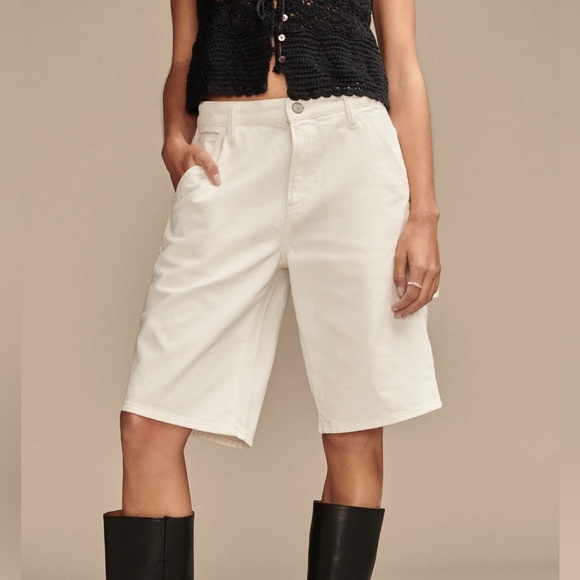 Lucky Brand Loose Bermuda Shorts White Denim Size 6/28 Trendy Relaxed Fit Casual - Picture 1 of 8